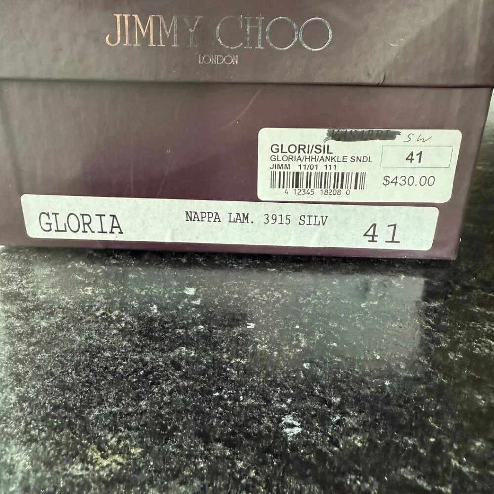 Jimmy Choo Cruise Collection Gloria Silver Ankle Strap Glitter Heels Eu Size 41